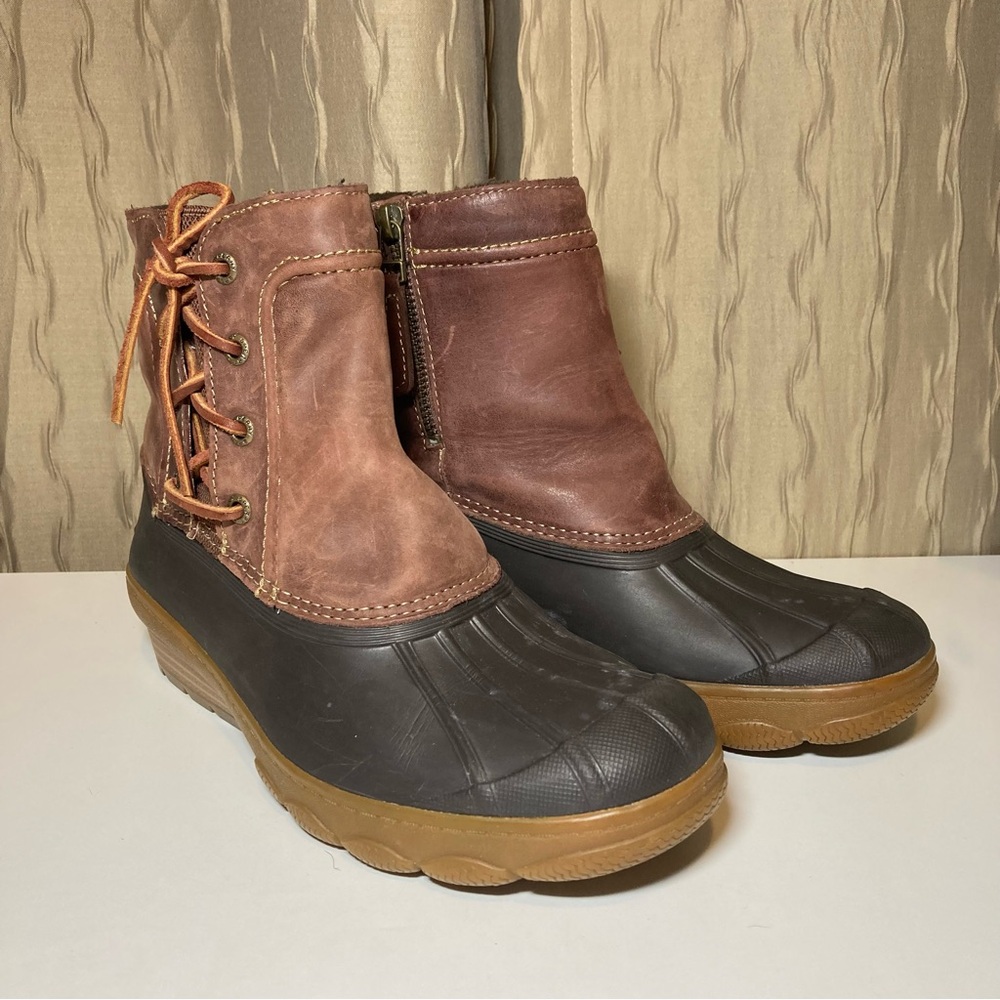 Sperry Top Sider Saltwater Wedge Tide Women's 7 Duck Boot Brown Leather STS80770 - Picture 4 of 16